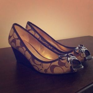 COACH Wedge Brown Heels